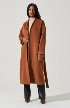 Berkley Tie Waist Coat -Sundress Haven ACT17309 CAMEL 0800