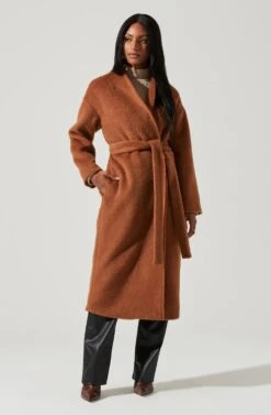 Berkley Tie Waist Coat -Sundress Haven ACT17309 CAMEL 0816