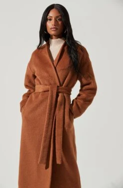 Berkley Tie Waist Coat -Sundress Haven ACT17309 CAMEL 0823