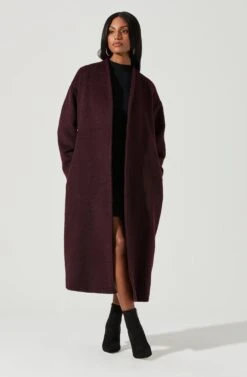 Berkley Tie Waist Coat -Sundress Haven ACT17309 WINE 1530