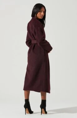 Berkley Tie Waist Coat -Sundress Haven ACT17309 WINE 1550