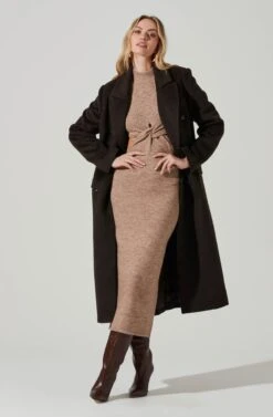 Morana Double Breasted Duster Coat -Sundress Haven ACT17315B DARKBROWN 2