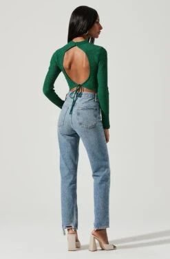 Kae Open Back Waffle Knit Crop Top -Sundress Haven ACT17319 GREEN 0470 976dc680 be3f 4495 be9a 3d3232e9377f