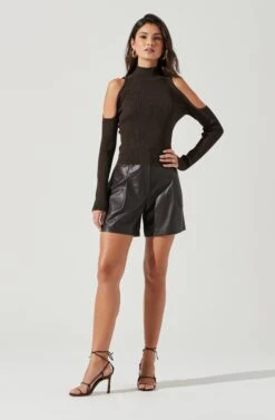 Carlotta Cold Shoulder Turtleneck Top -Sundress Haven ACT17324 DARKOLIVE 1810 2