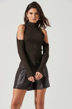 Carlotta Cold Shoulder Turtleneck Top -Sundress Haven ACT17324 DARKOLIVE 1810 3