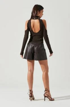 Carlotta Cold Shoulder Turtleneck Top -Sundress Haven ACT17324 DARKOLIVE 1810 4