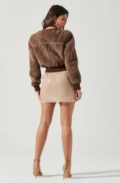 Stacy Faux Fur Jacket 16 Stacy Faux Fur Jacket -Sundress Haven ACT17335 BROWN 1743