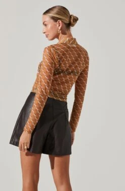 Lamora Mesh Button Down Top -Sundress Haven ACT17338M MUSTARDCREAMGEO 4