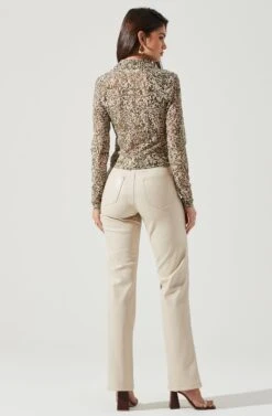 Lamora Mesh Button Down Top -Sundress Haven ACT17338 OLIVECREAMCOMBO 1506