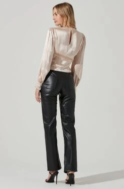 Lilith Satin Cowl Neck Long Sleeve Top -Sundress Haven ACT17366 CHAMPAGNE 5