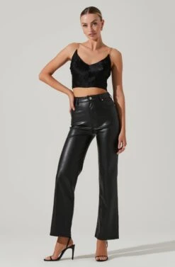 Turin Satin Chain Strap Top -Sundress Haven ACT17379 BLACK 15431