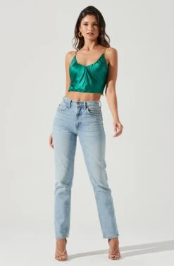 Turin Satin Chain Strap Top -Sundress Haven ACT17379 EMERALD 0523