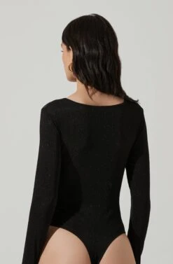 Reese Metallic Twist Front Bodysuit -Sundress Haven ACT17385 BLACKMETALLIC 4