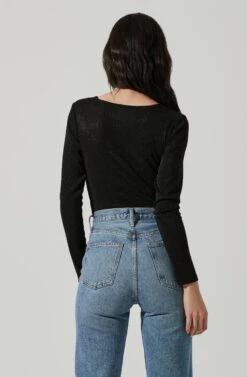 Reese Metallic Twist Front Bodysuit -Sundress Haven ACT17385 BLACKMETALLIC 5