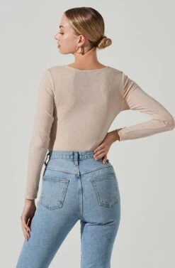 Reese Metallic Twist Front Bodysuit -Sundress Haven ACT17385 CREAMMETALLIC 5