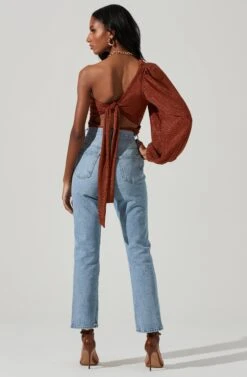 Marta Metallic Ruched One Sleeve Top -Sundress Haven ACT17438 RUSTMETALLIC 6