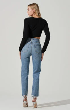 Zenni Cutout Midriff Long Sleeve Bodysuit -Sundress Haven ACT17453 BLACK 4