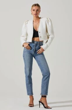 Madrigal Cropped Tweed Jacket -Sundress Haven ACT17515 OFFWHITE 1