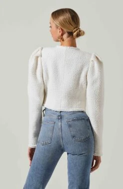 Madrigal Cropped Tweed Jacket -Sundress Haven ACT17515 OFFWHITE 4