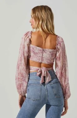 Savita Abstract Print Ruched Cutout Top -Sundress Haven ACT17534 PINKABSTRACT 4