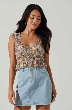 Rosita Floral Smocked Top 12 Rosita Floral Smocked Top -Sundress Haven ACT17543 BLUEPINKMULTI 3