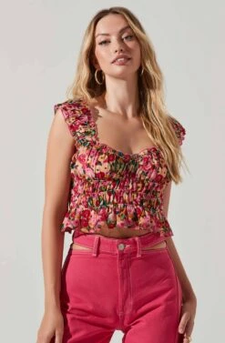 Rosita Floral Smocked Top 17 Rosita Floral Smocked Top -Sundress Haven ACT17543 REDMULTIFLORAL 2