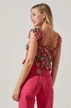 Rosita Floral Smocked Top 19 Rosita Floral Smocked Top -Sundress Haven ACT17543 REDMULTIFLORAL 4