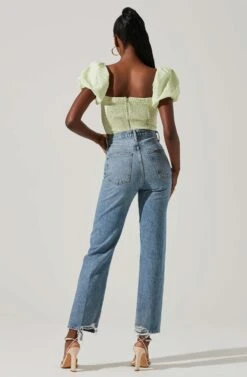 Paola Sweetheart Bustier Puff Sleeve Top -Sundress Haven ACT17560S LIME 5