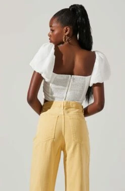 Paola Sweetheart Bustier Puff Sleeve Top -Sundress Haven ACT17560S WHITE 3