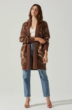 Vada Abstract Swirl Oversized Sweater -Sundress Haven ACT17580SH BROWNSWIRL 2