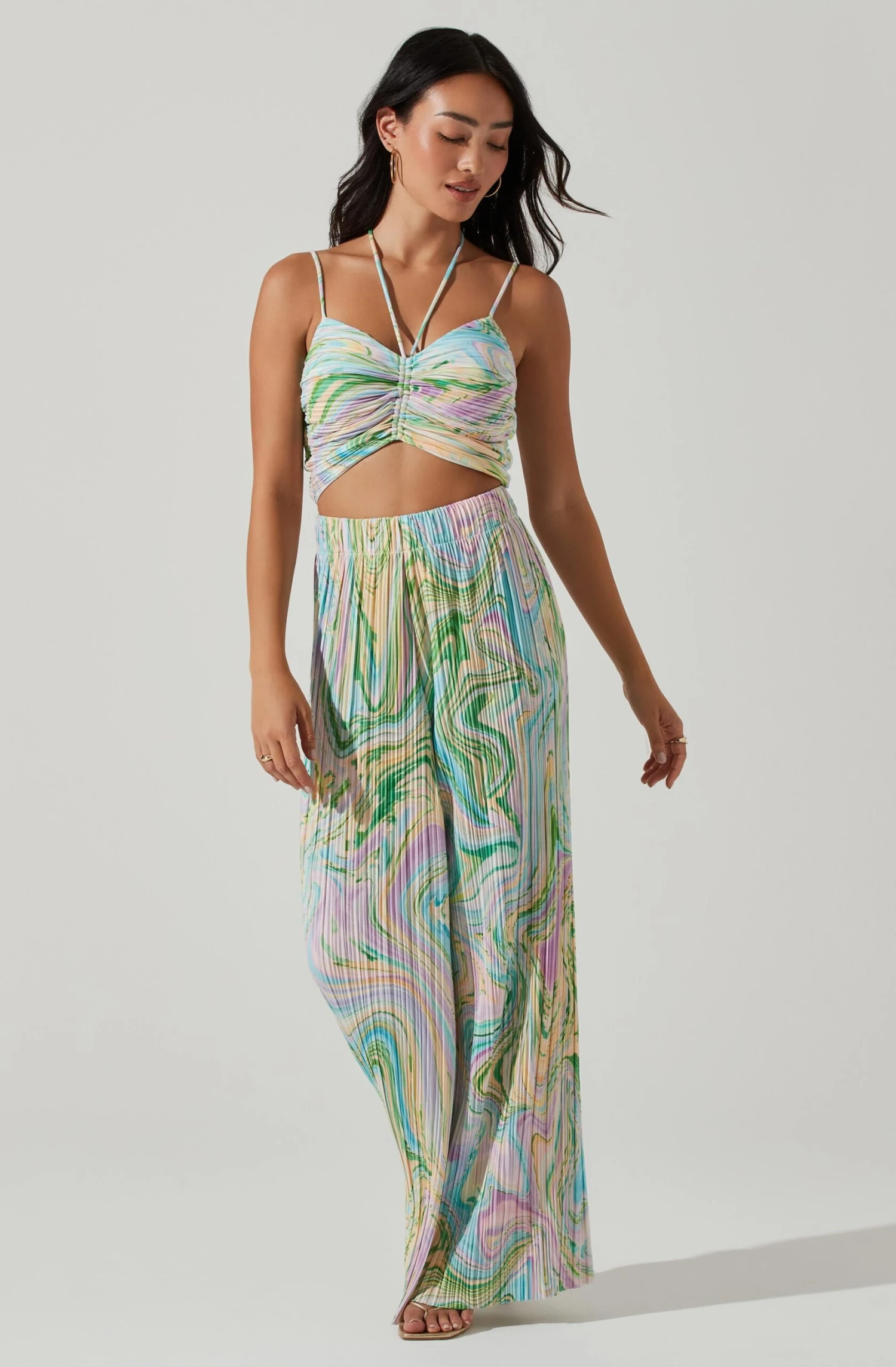 Savine Ruched Tie Dye Halter Top 2 Savine Ruched Tie Dye Halter Top - Image 2