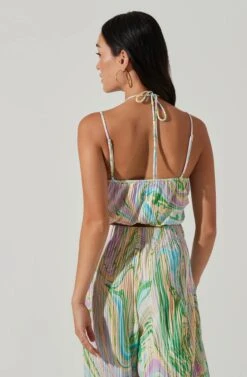 Savine Ruched Tie Dye Halter Top 9 Savine Ruched Tie Dye Halter Top -Sundress Haven ACT17599 GREENSWIRL 4