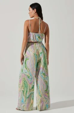 Savine Ruched Tie Dye Halter Top 8 Savine Ruched Tie Dye Halter Top -Sundress Haven ACT17599 GREENSWIRL 5