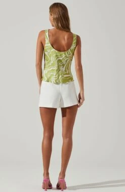 Julie Retro Floral Cinched Front Top -Sundress Haven ACT17607 CELERYFLORAL 5