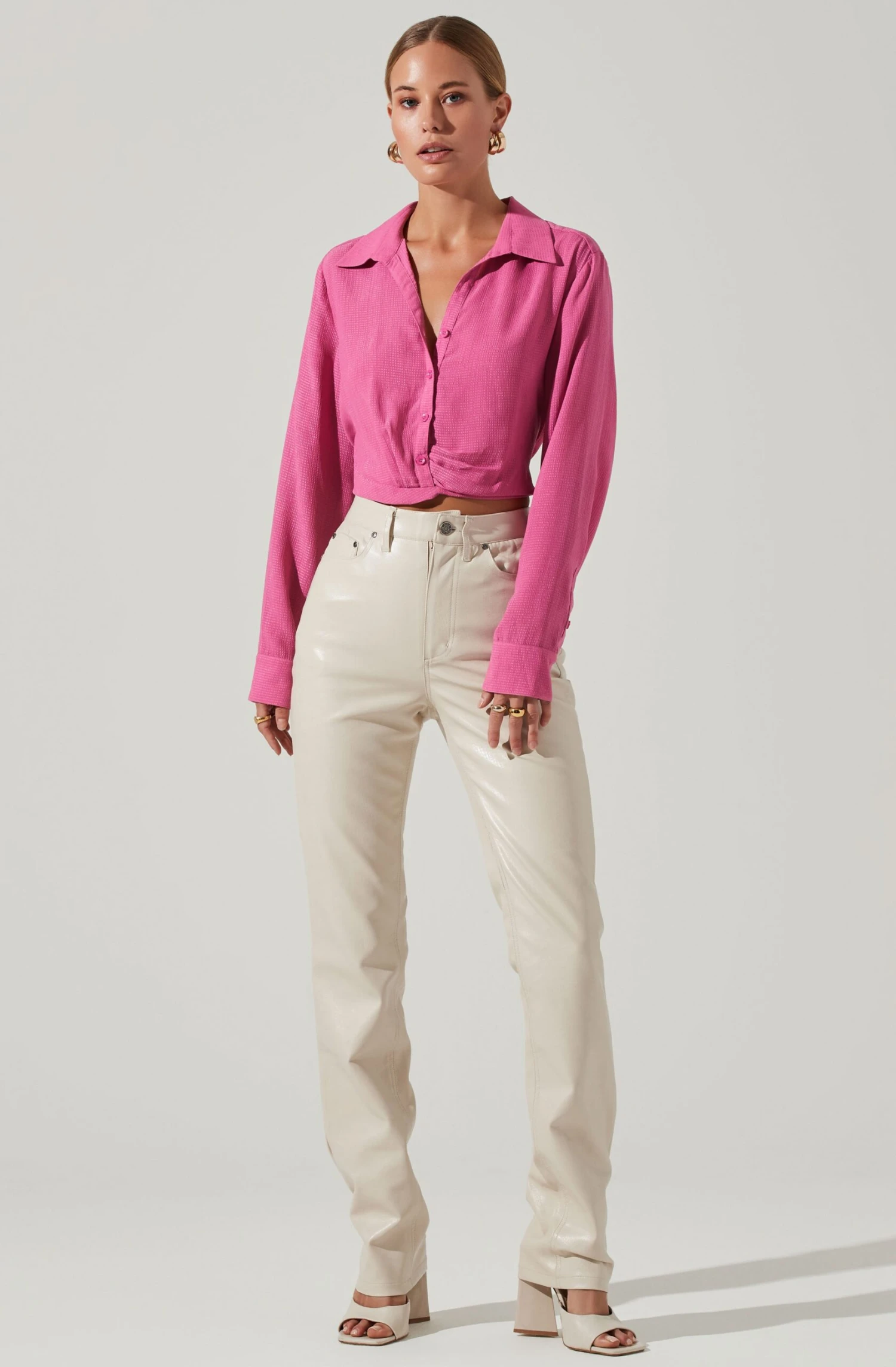 Camden Cropped Button Down Collared Top 2 Camden Cropped Button Down Collared Top - Image 2