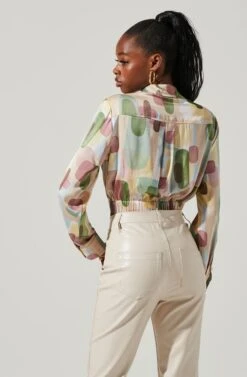 Camden Geo Print Button Down Top -Sundress Haven ACT17611 GREENMULTIGEO 5 5