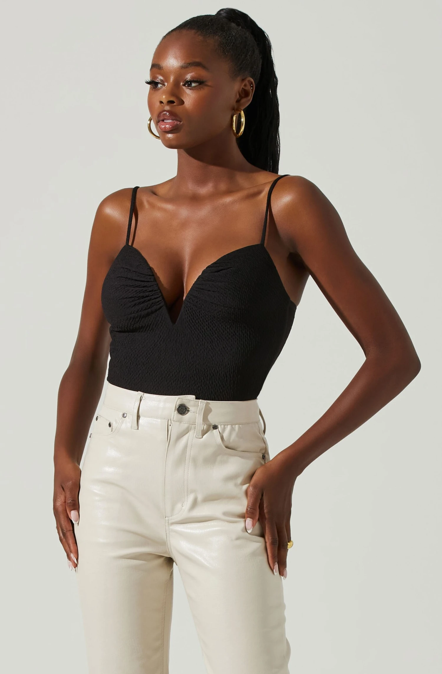 Fia Crinkled Plunge Neck Bodysuit 19 Fia Crinkled Plunge Neck Bodysuit - Image 19