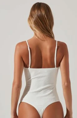 Fia Crinkled Plunge Neck Bodysuit 29 Fia Crinkled Plunge Neck Bodysuit -Sundress Haven ACT17613 IVORY 5