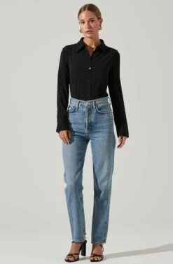 Romilda Tie Back Collared Top -Sundress Haven ACT17614 BLACK 1