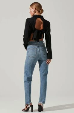 Romilda Tie Back Collared Top -Sundress Haven ACT17614 BLACK 4