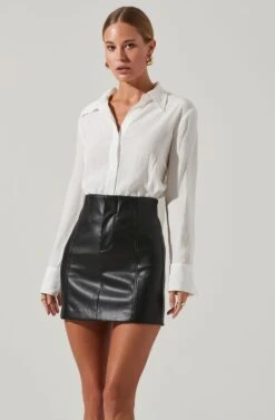 Romilda Tie Back Collared Top -Sundress Haven ACT17614 OFFWHITE 2