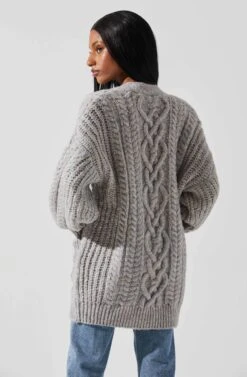 Charli Cable Knit Oversized Cardigan Sweater -Sundress Haven ACT17626 GRAY 6