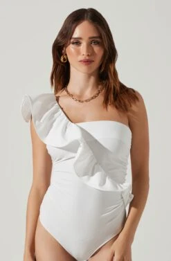 Malena One Shoulder Bodysuit -Sundress Haven ACT17634 OFFWHITE 3