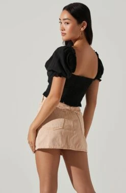 Feronia Sweetheart Puff Sleeve Top -Sundress Haven ACT17678S BLACK 3