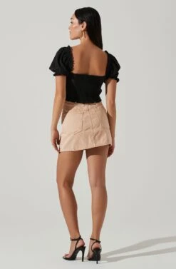 Feronia Sweetheart Puff Sleeve Top -Sundress Haven ACT17678S BLACK 4