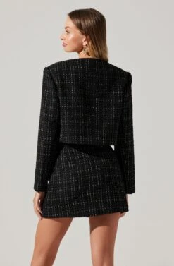 Covina Tweed Cropped Jacket -Sundress Haven ACT17710T BLACKPLAID 1582 186
