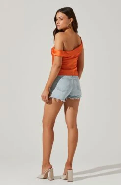 Shion Satin Off Shoulder Top -Sundress Haven ACT17761 ORANGE 6