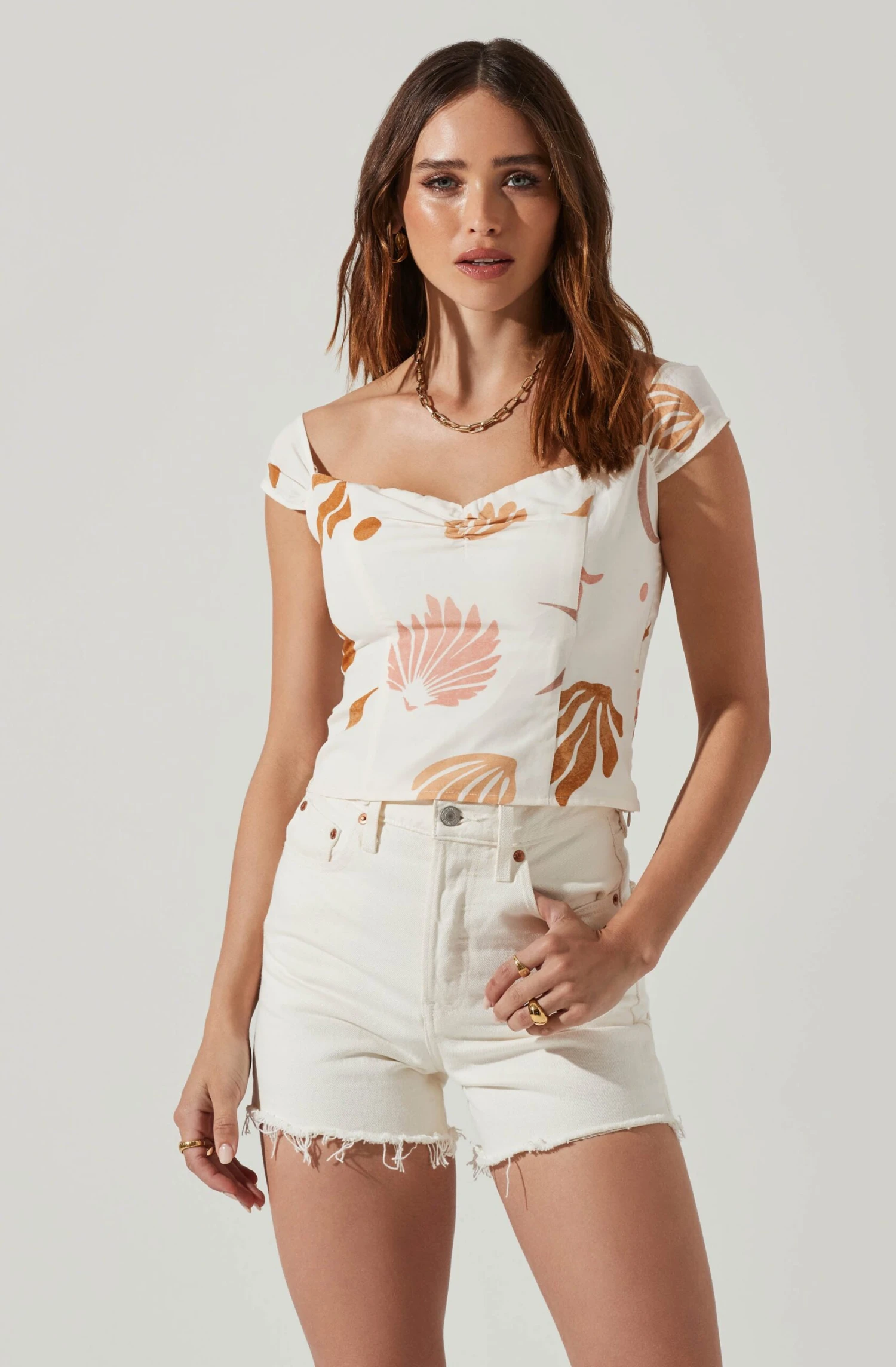 Aneesa Sweetheart Neck Shirred Top 1 Aneesa Sweetheart Neck Shirred Top