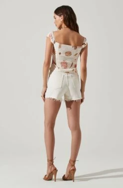 Aneesa Sweetheart Neck Shirred Top 8 Aneesa Sweetheart Neck Shirred Top -Sundress Haven ACT17804 BROWNPINKCREAM 5