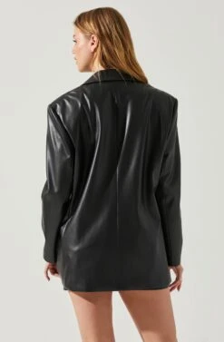 Ezra Faux Leather Oversized Blazer -Sundress Haven ACT17828 BLACK 6